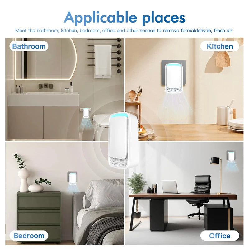 Negative Ion Mini Air Purifier Whisper Quiet Operation Plug In Air Cleaner Fresher For Pet Kitchen Smokers Toilet Bathroom