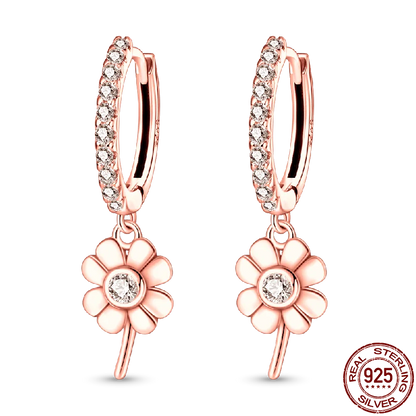 Hot Sale 925 Sterling Silver Spring Zircon Sunflower Stud Earrings For Women 2023 Trending Fashion Jewelry mother's day gift