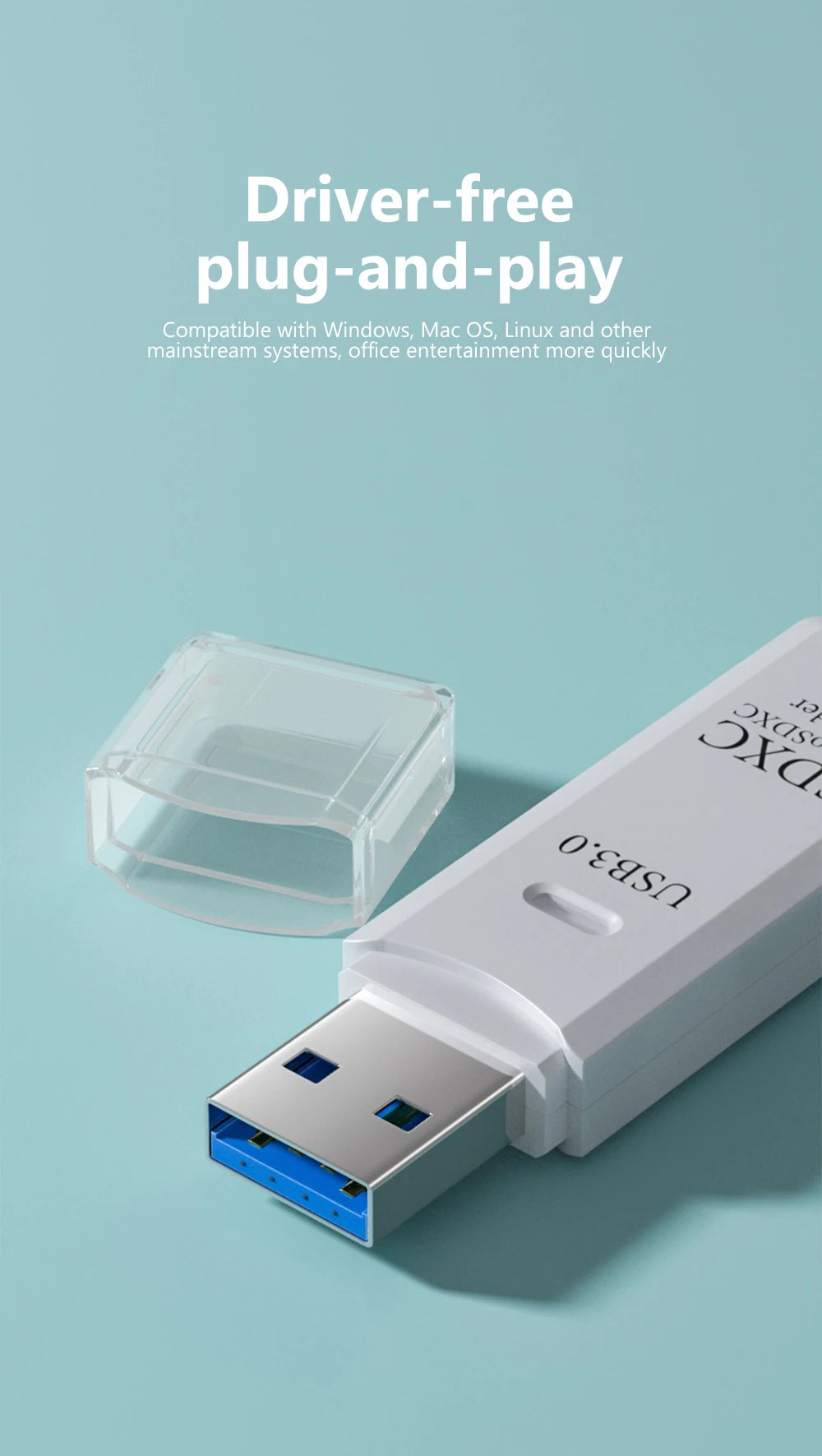 2 In 1 High Speed USB 3.0 2.0 Micro SD TF Card Reader Adapter Data Transmission up to 5Gbps Compatibility Multiple for PC Laptop