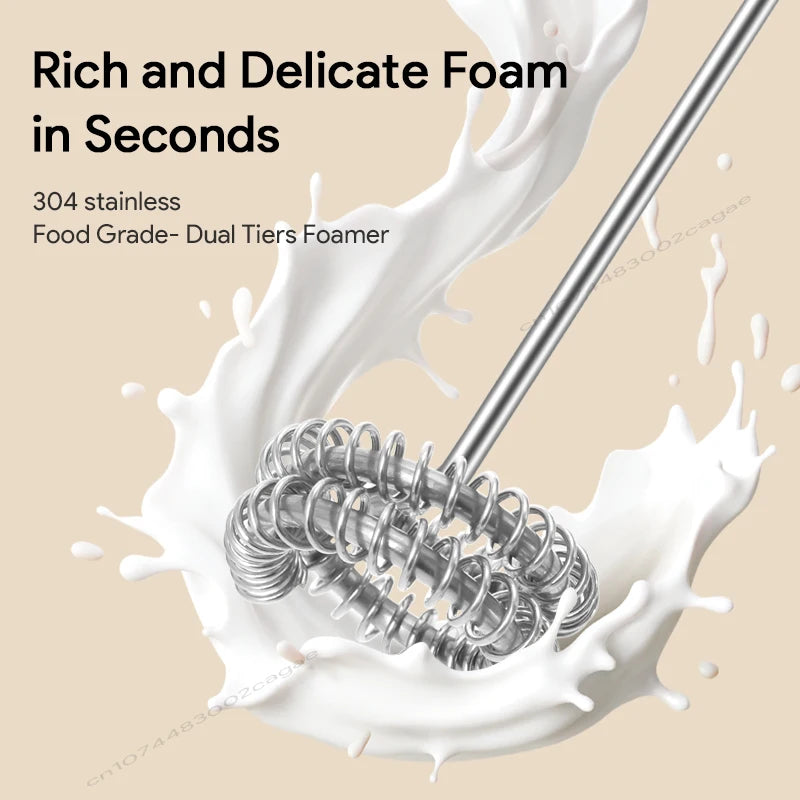 Wireless Milk Frother Electric Type-C Handheld Blender Stainless Steel Mini Coffee Maker Whisk Mixer For Coffee Cappuccino Cream