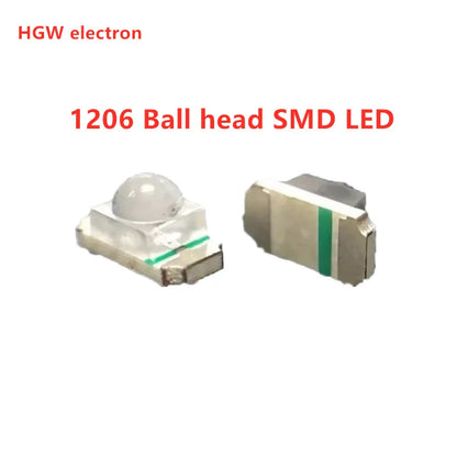 100PCS 1206(3216) Ball head concentrated SMD LED Diode Chip Red Green Blue Yellow Orange White SMT Lamp Light Beads Emitting Kit
