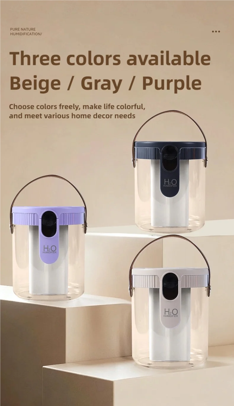 TINSOL 1.5L Air Humidifier USB-Charging Aromatherapy Diffuser 3-Port Spray Air Purifier Home Bedroom Aromatherapy Lamp