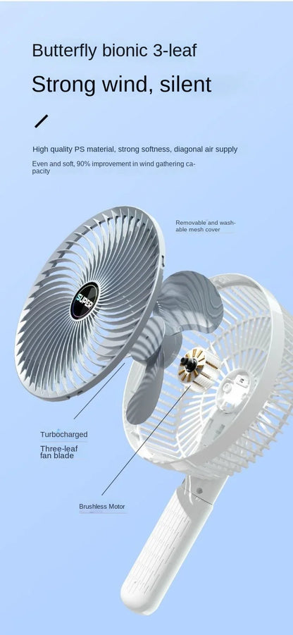 Portable Clip Fan USB Rechargeable 3-gears Wireless Electric Handheld Fan Clip Circulator Cooling Fan For Camping Desktop Office