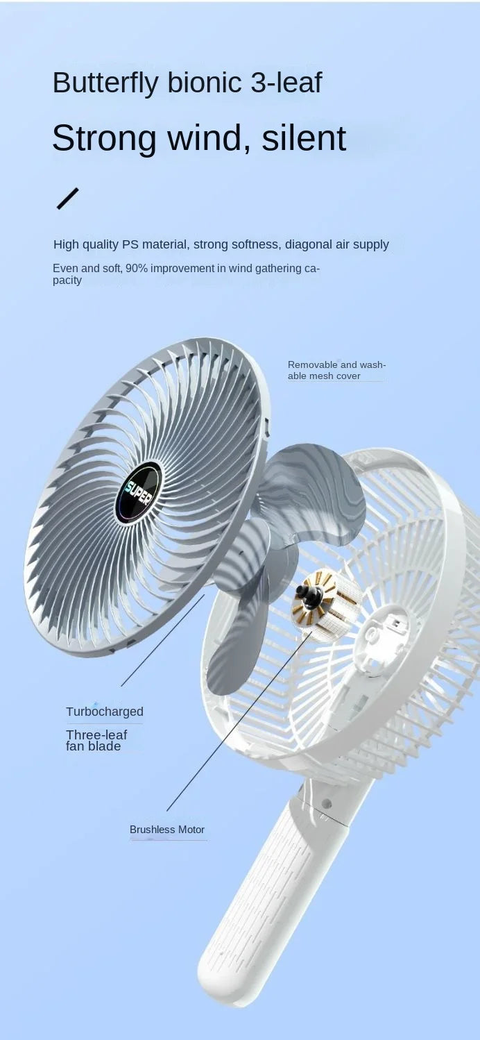 Portable Clip Fan USB Rechargeable 3-gears Wireless Electric Handheld Fan Clip Circulator Cooling Fan For Camping Desktop Office