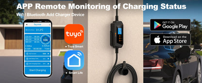 feyree Type2 / Type1 / GBT / TS-NACS Socket 32A 7KW 1 Phase Smart APP Wi-Fi Control for Home & Outdoor Use