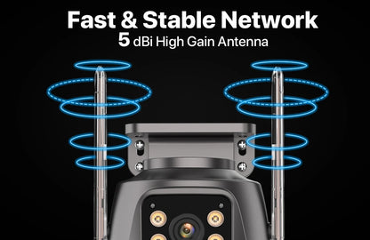 6K 9MP HD IP Camera Outdoor Three-Lens External WiFi Camera 4K/2K Dual Screen Security PTZ Cam Auto Tracking Surveillance iCSee