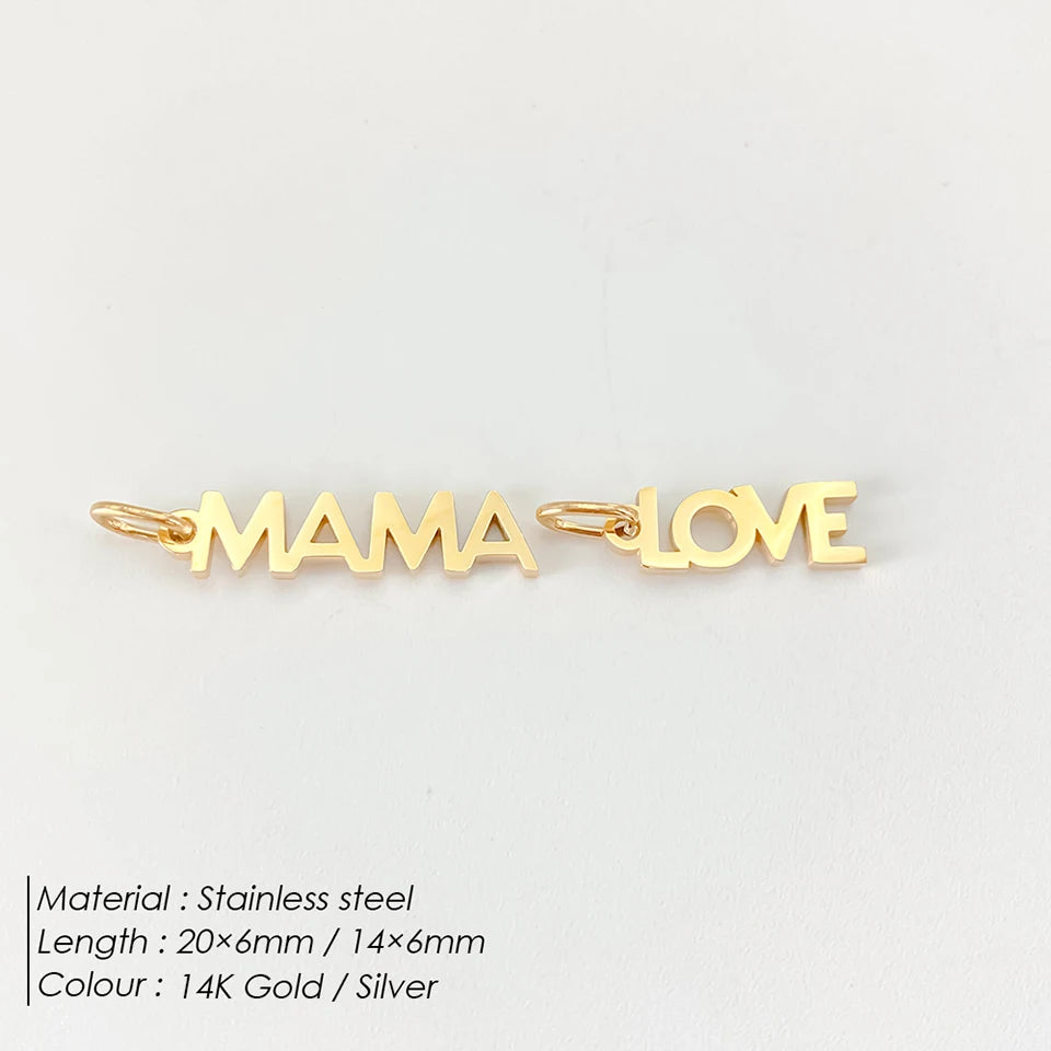 eManco  MAMA LOVE  Pendant  Stainless Steel Letter Hang Ornament For DIY Mother's Day Nacklace Earrings Jewelry Making