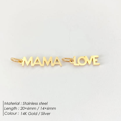 eManco  MAMA LOVE  Pendant  Stainless Steel Letter Hang Ornament For DIY Mother's Day Nacklace Earrings Jewelry Making