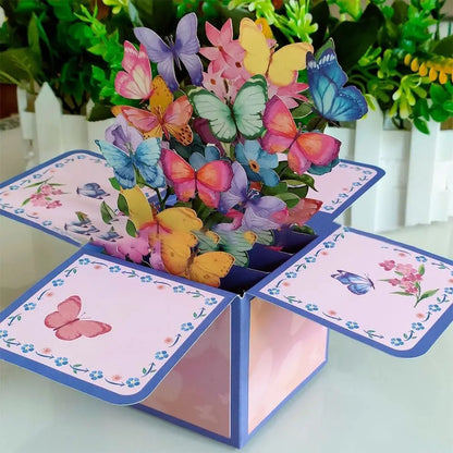 New 3D Pop Up Bouquet Flowers Happy Mother's Day Card 3D Greeting Cards Birthday Postcard Thank You Girlfriend Teacher Gifts