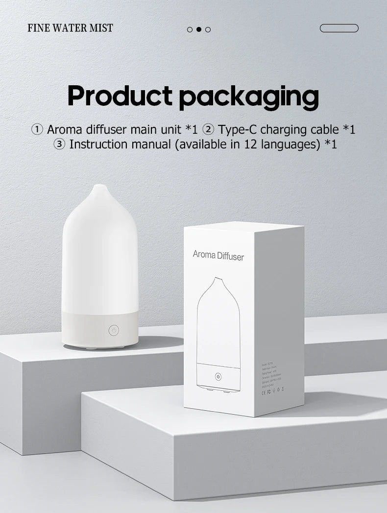 KINSCOTER New Aroma Diffuser 120ml Portable Silent Air Humidifier Colorful Night Light Essential Oil Diffuser for Room Home