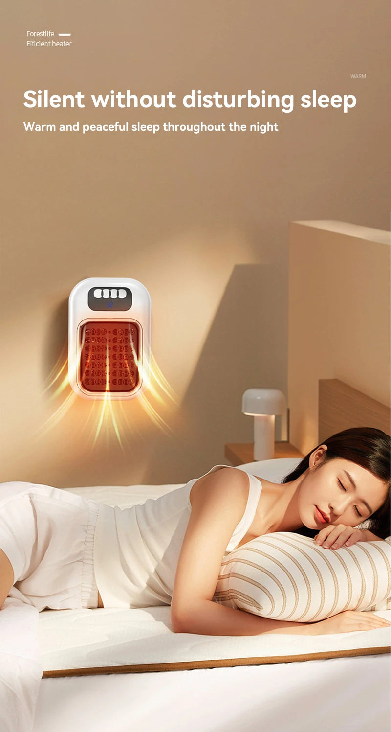 Portable Heater Electric Heater Plug in Wall Room Heater Radiator Remote Warmer Machine Muted for Bedroom Bathroom Office