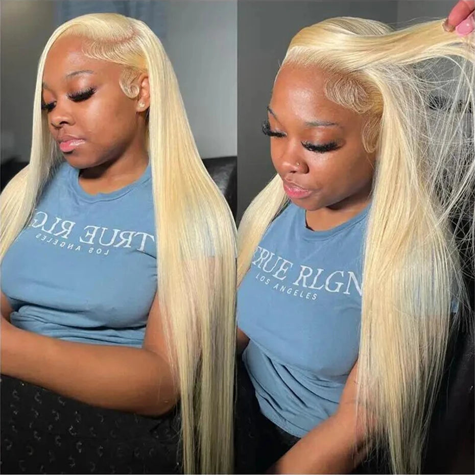13x6 Silver Grey Straight Lace Front Human Hair Wigs Pre Plucked 613 Blonde Body Wave Frontal Wigs For Women Brazilian Hair Wigs