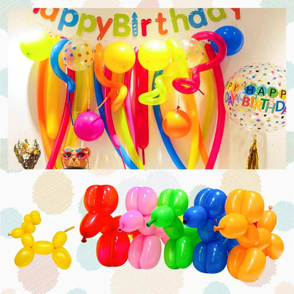100pcs Thickening Long Balloons for Tying Arch Twisting Latex Modeling Skinny Birthday Balloon for Kids Party Wedding Decoartion