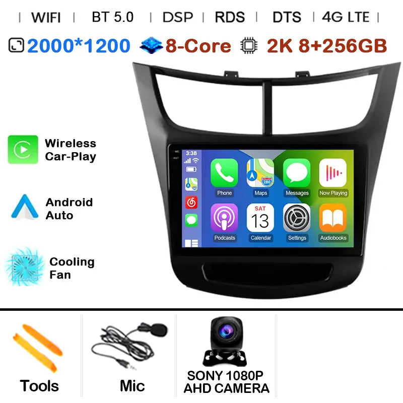For Chevrolet Sail aveo 2015 2016 2017 2018 2019 2020 2022 carplay Android 15 DSP 2 din 4G NET Car Radio Multimedia Video Player