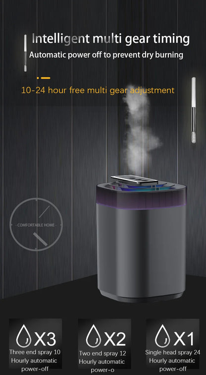 3L Ultrasonic Air Humidifier Cool Mist Humidifier with Night Light and Three Nozzles Quiet USB Aromatic Humidifier for Home