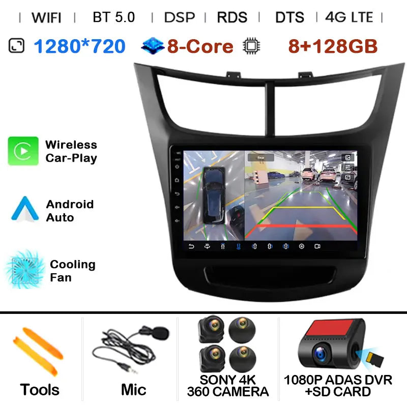 For Chevrolet Sail aveo 2015 2016 2017 2018 2019 2020 2022 carplay Android 15 DSP 2 din 4G NET Car Radio Multimedia Video Player