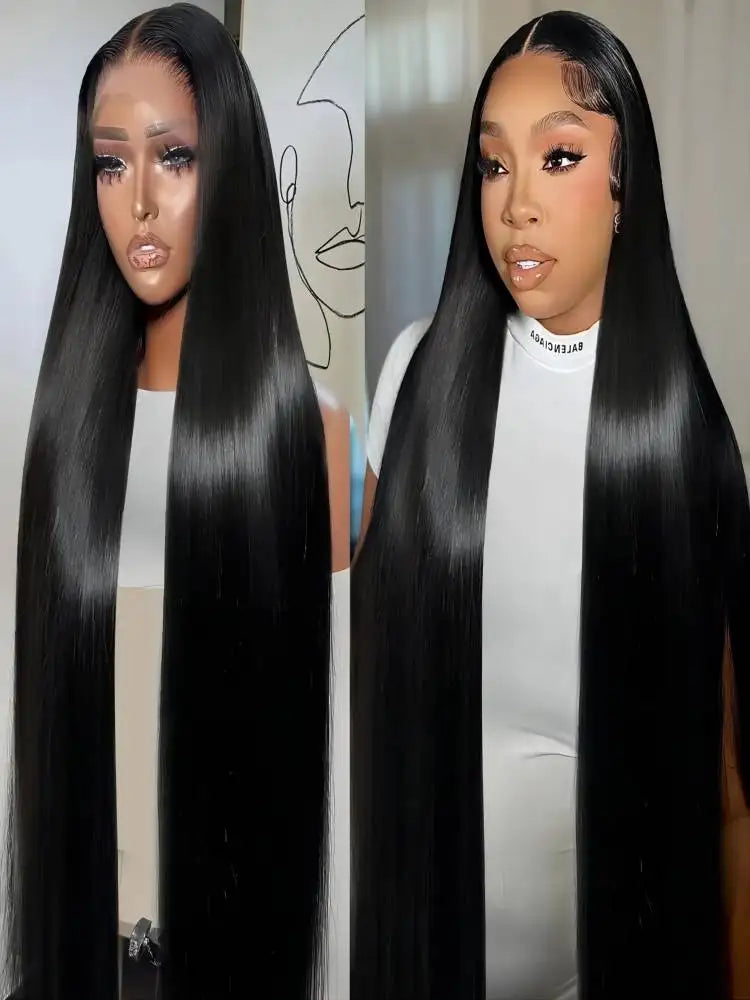 40 46 Inch 13x4 13x6 HD Transparent Bone Straight Lace Front Wigs 220 Density Brazilian Human Hair Wigs For Women