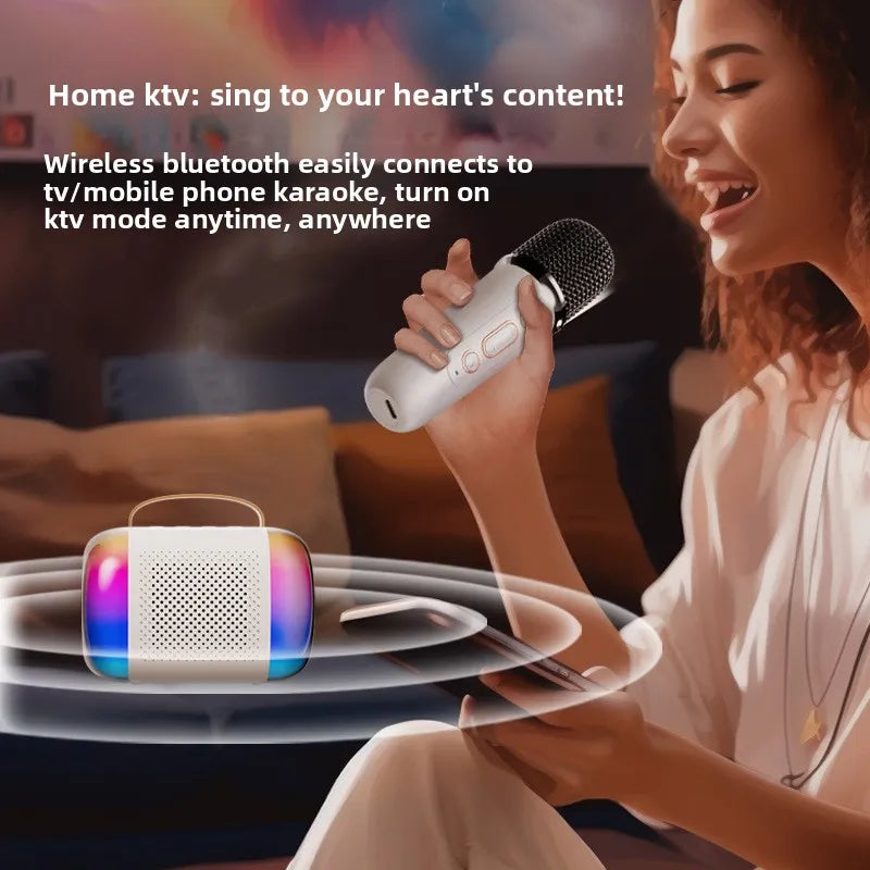 Wireless Speaker Microphone Karaoke Mini Portable Audio Microphone Portable Karaoke Speaker with Mic Home Singing For Kids Gift