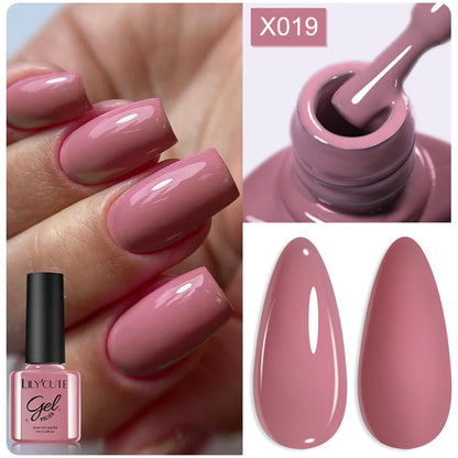 LILYCUTE Nude Crystal Rubber Base Gel Nail Polish Natural Color Semi Permanent UV Gel Soak Off Self Leveling Nail Gel Varnishes