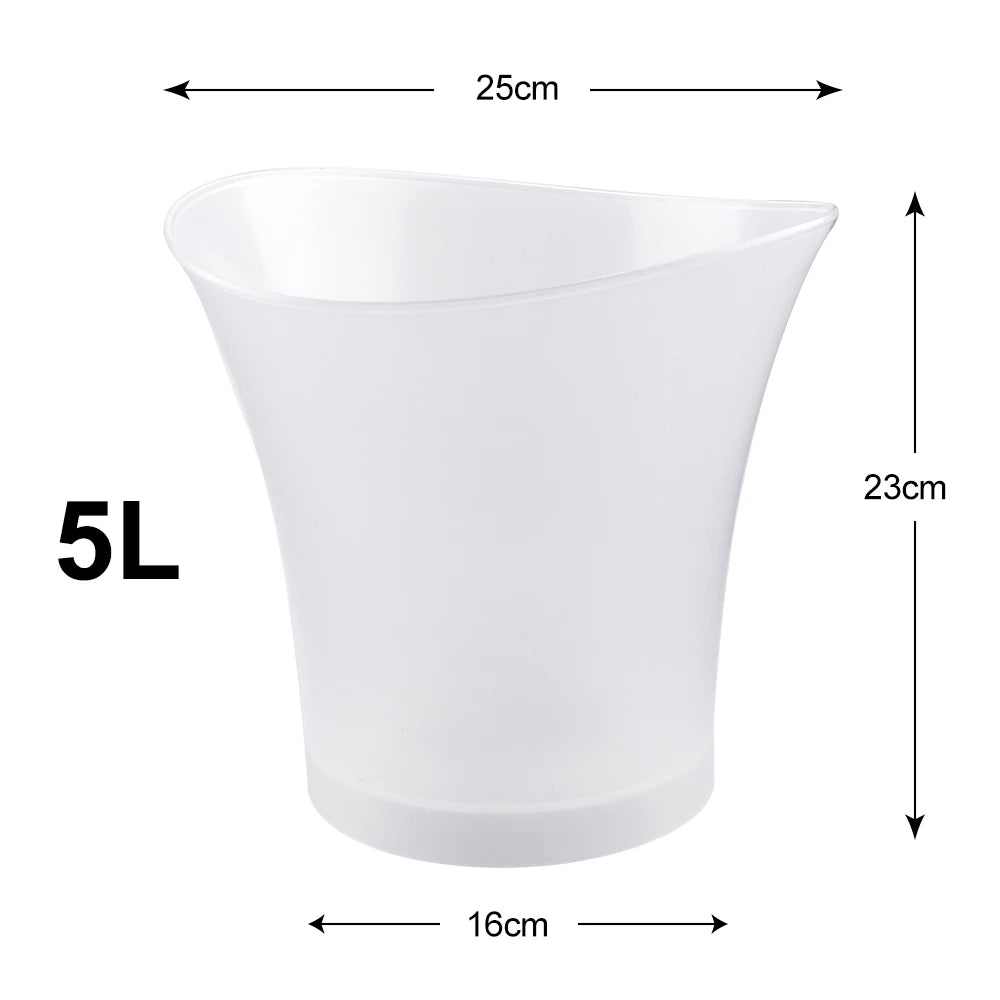 5L Champagne Beer Bucket 4 Color Deocrative Bars Night Party LED Light Up New Waterproof Plastic LED Ice Bucket Bars Nightclubs