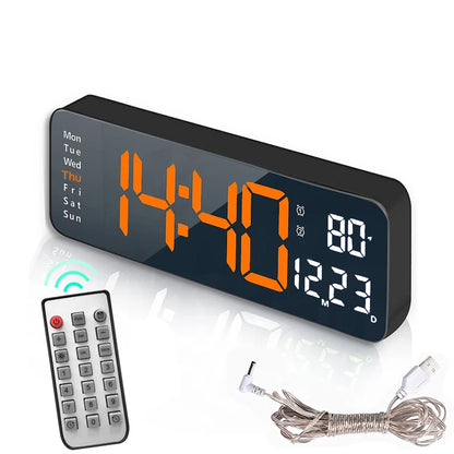 Smart Mute LED Electronic Wall Clock Modern Desk Clock Night Alarm Minimalist Thermometer Air Clock Home Decor For Living Room