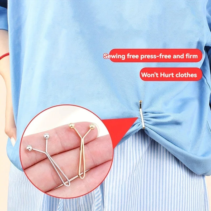 4pcs Invisible Metal Waist Clips - Adjustable Button Clips for Jeans/Clothes, Slimming Tightener with Hidden Design
