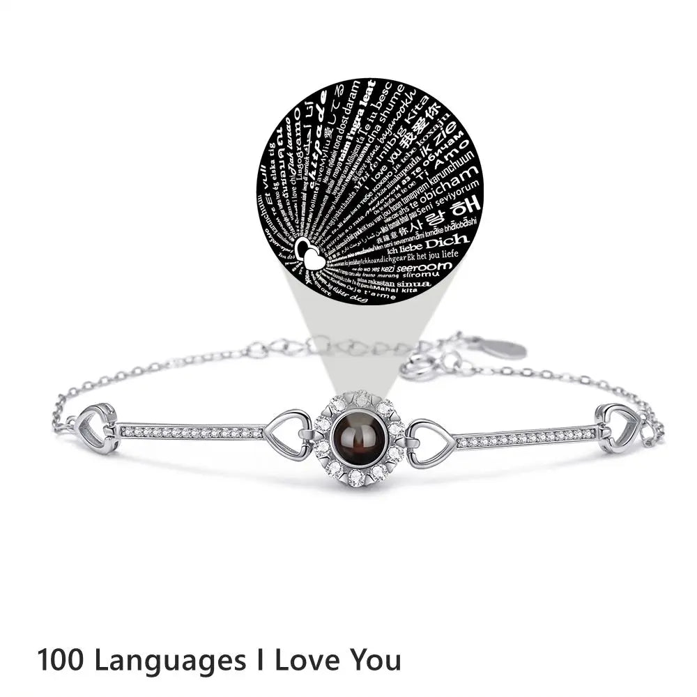Custom Photos Bracelets 925 Sterling Silver Personalized Projection Photo Bracelet for Women Wife Mom Jewelry Mother's Day Gift