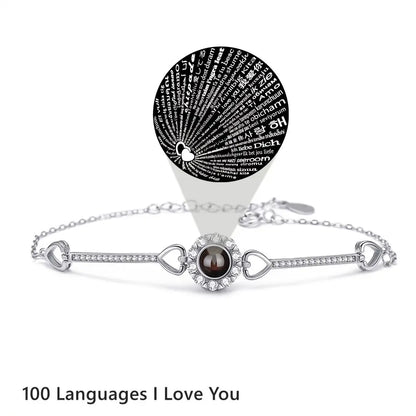 Custom Photos Bracelets 925 Sterling Silver Personalized Projection Photo Bracelet for Women Wife Mom Jewelry Mother's Day Gift