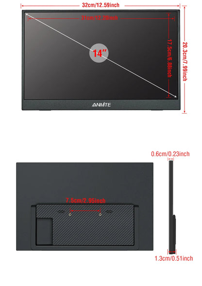 14 Inch Portable  Touch Monitor Non-touch optional 16:10 400cd/m2 Gaming Computer Expand Display For XBox PS4/5 Switch Loptop