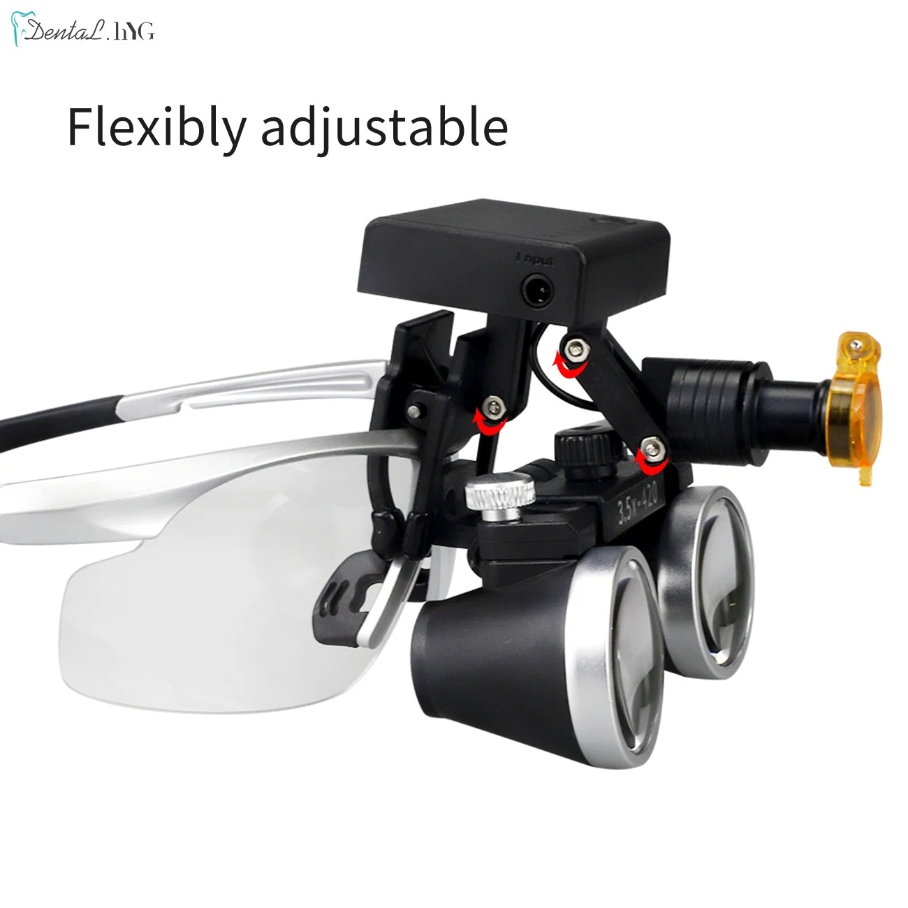 2.5X/3.5X 420mm Dental Loupe Magnifier Binocular Magnifier Surgery Surgical Operation Loupe with Spotlight Head Light 5W LED