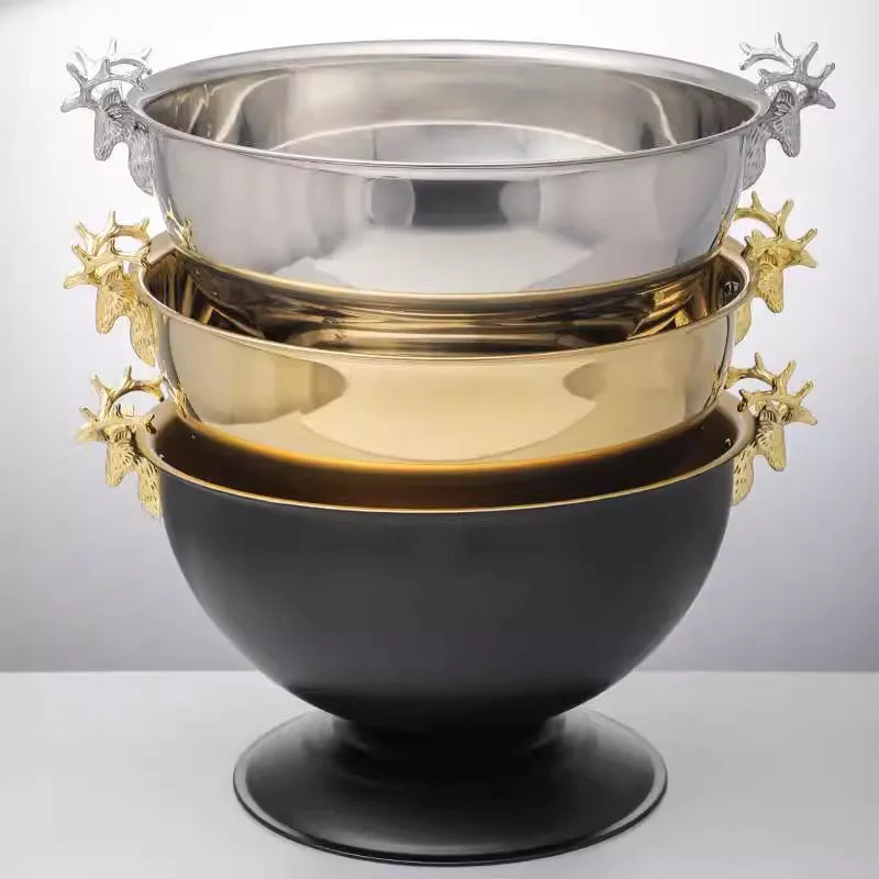 Aixiangru 13.5L Ice Bucket With Deer Head Handle Beer Holde Whiskey Wine Cooler Stainless Steel Champagne Basin Bar Accessories