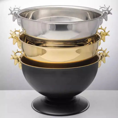 Aixiangru 13.5L Ice Bucket With Deer Head Handle Beer Holde Whiskey Wine Cooler Stainless Steel Champagne Basin Bar Accessories