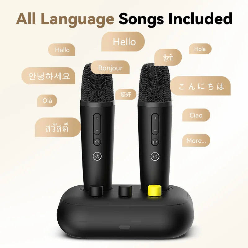Puremic Karaoke Machine K3 with Millions Songs Free Forever Duet Karaoke Mics for Singing with Rechargeable Dock, HDMI+Aux Cable