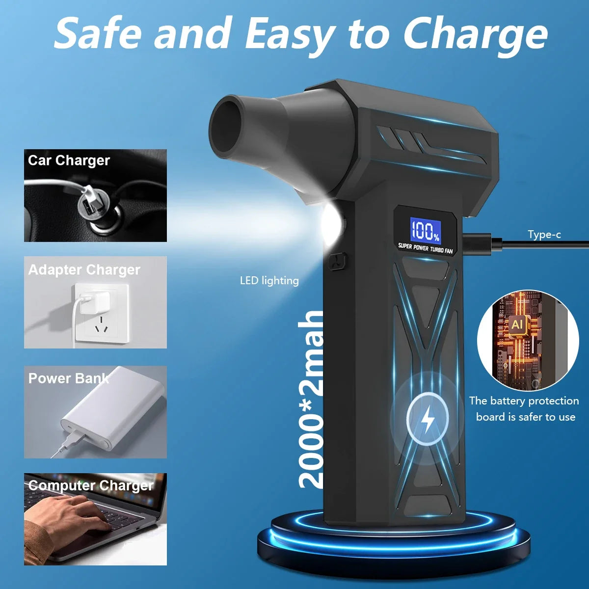 New P70 Air Blower 110000Rpm 4 Gear Adjustable Turbo Blower Jet With Led Light Battery Display Cordless Compressed Air Duster