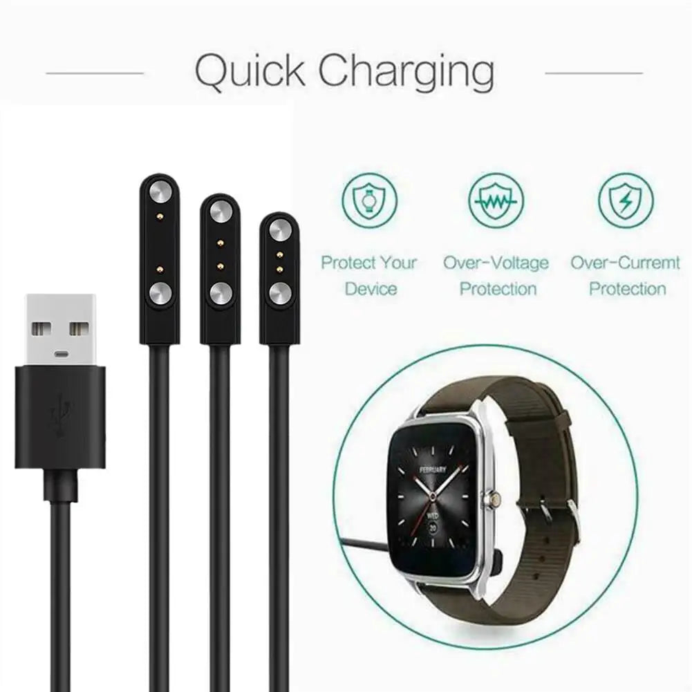 Magnetic Charge Charging Cable For Smart Watch For 2 Pins 2.84/4/7.62mm Distances Black Novel USB Power Charger Cables Universal