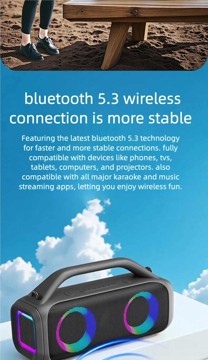 Karaoke Machine for Adults, Portable Bluetooth Speaker with 2 Wireless Microphones, Portable PA System with Disco Lights