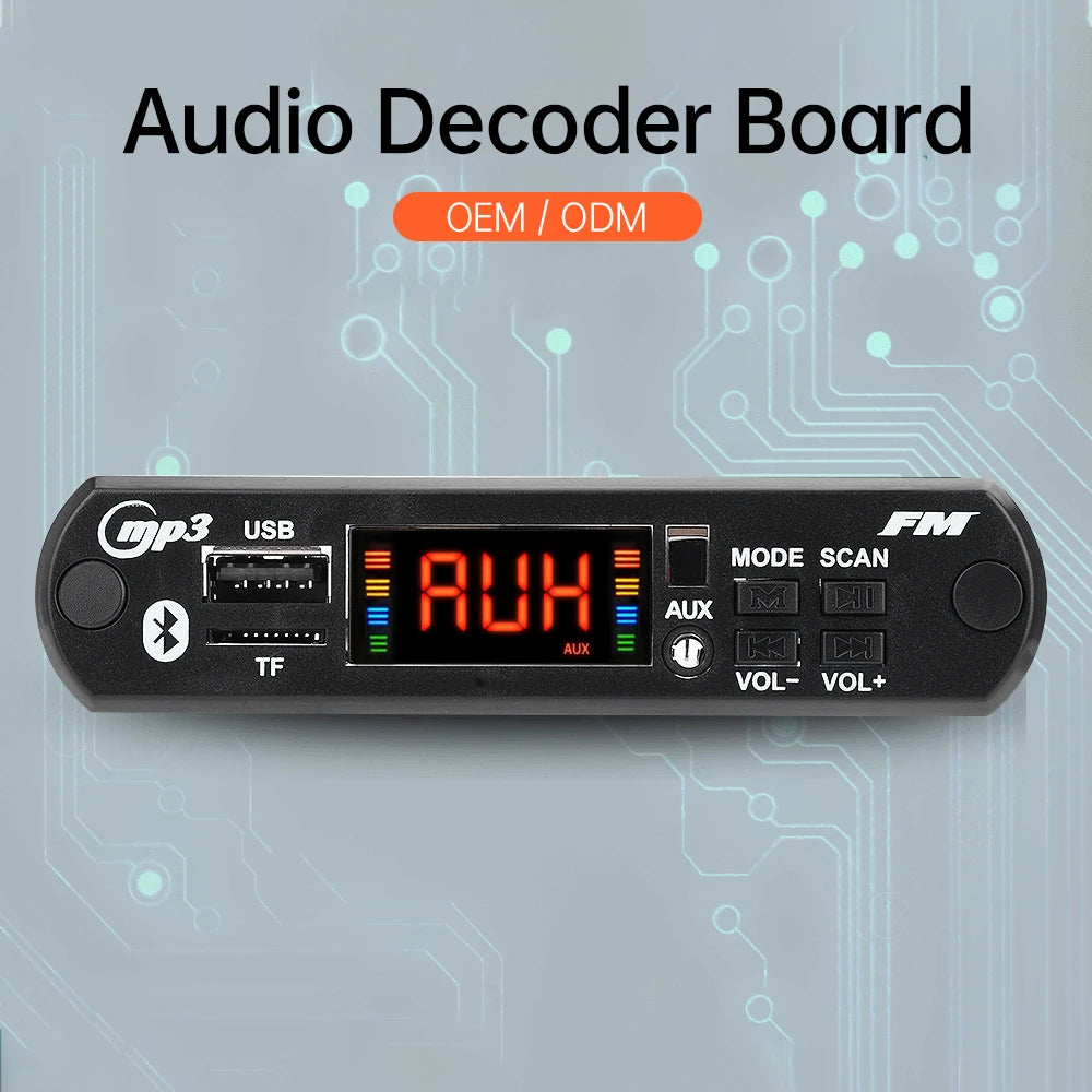 DC 5V/12V Bluetooth 5.0 Car Speaker Decoder Board MP3/USB/TF Interface FM Radio Wireless Remote Control Car Audio Control Module