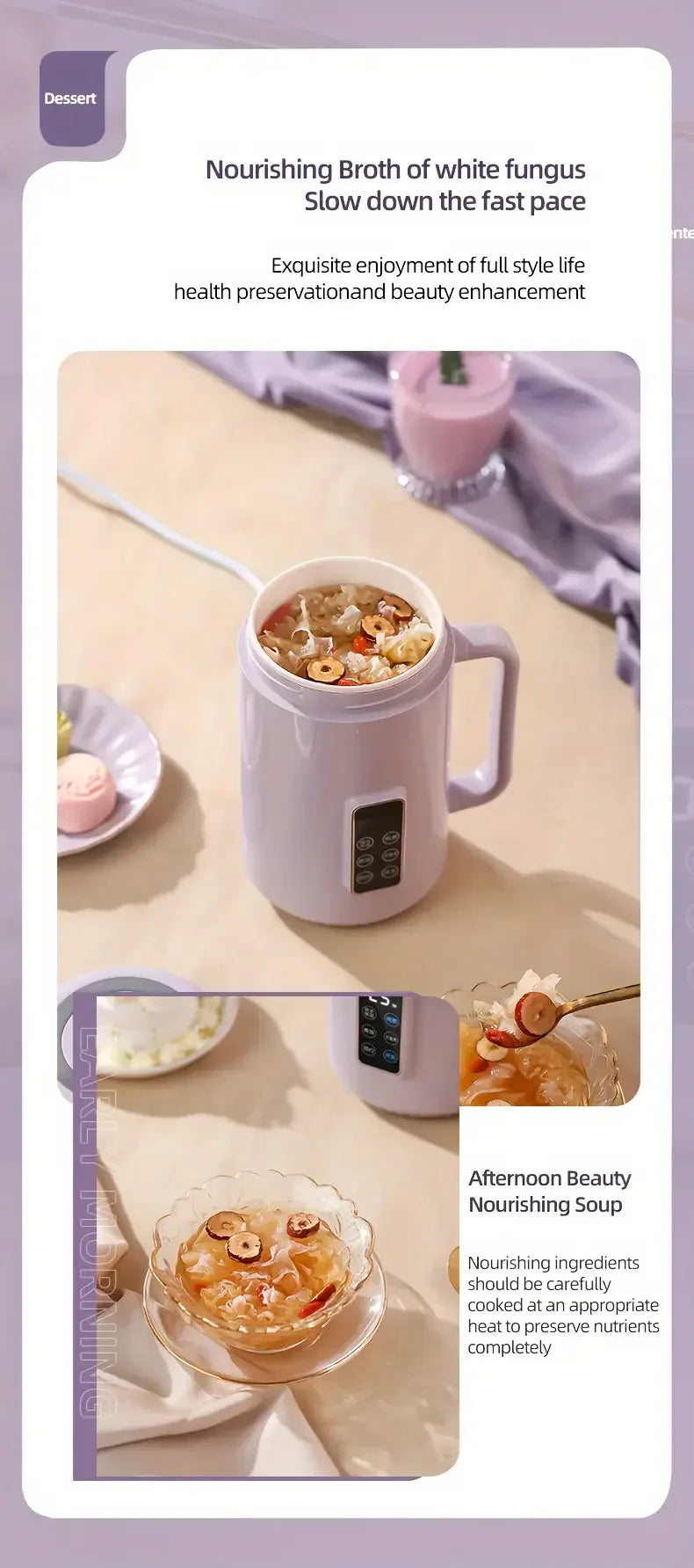 220V /110V Fully Automatic Mini Stew Pot Porridge Pot Household Electric Stew Pot Ceramic BB Soup Porridge Cooker EU/US Plug