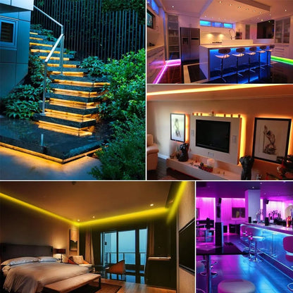 5m 10m 20m RGB+CCT LED Strip 24V 5050 Colorful+Dual White Flexible Dimmable Room Decor Party Light 2.4G RF Touch Panel Remote