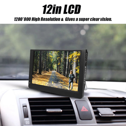 NEW 12in Color Screen 1080P Car Digital TV ATV/UHF/VHF Stereo Surrounding Car Television Mini Television Portable