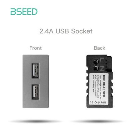 BSEED Glass Frames EU Standard HDMI Tel Sockets Module Part Internet Wall Sockets TV DIY Function Base USB CAT5 Satellite Parts