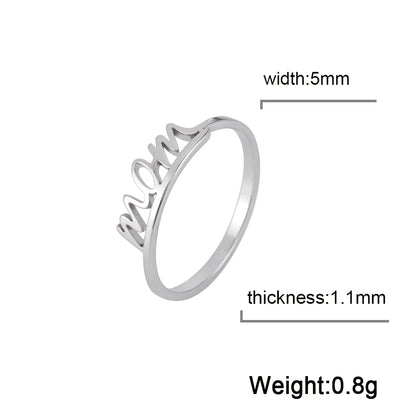 Skyrim Letter Mom Ring Women's Stainless Steel Minimalist Finger Rings 2026 New Fashion Jewelry Mother's Day Gift Wholesale