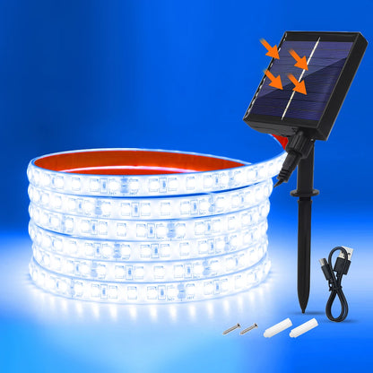24V LED Light Strip Solar Waterproof 8 Modes 2835 120LEDs/m White Red Green Blue Flexi Lamp IP68 Party Garden Outdoor Decoration
