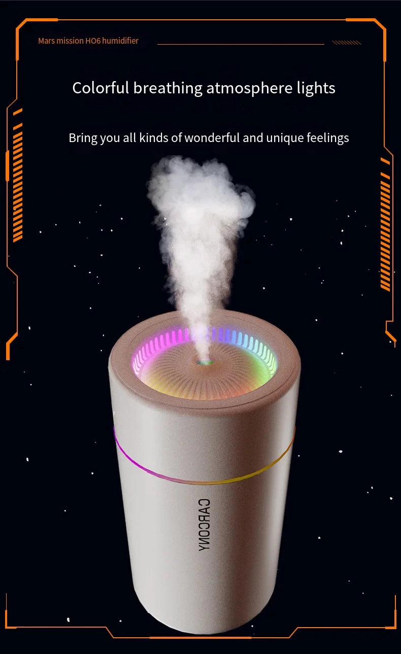 280ML Air Humidifier Large Fog Volume Colorful Atmosphere Light Silent Aroma Diffuser Essential Oils Aromatherapy for Home Car