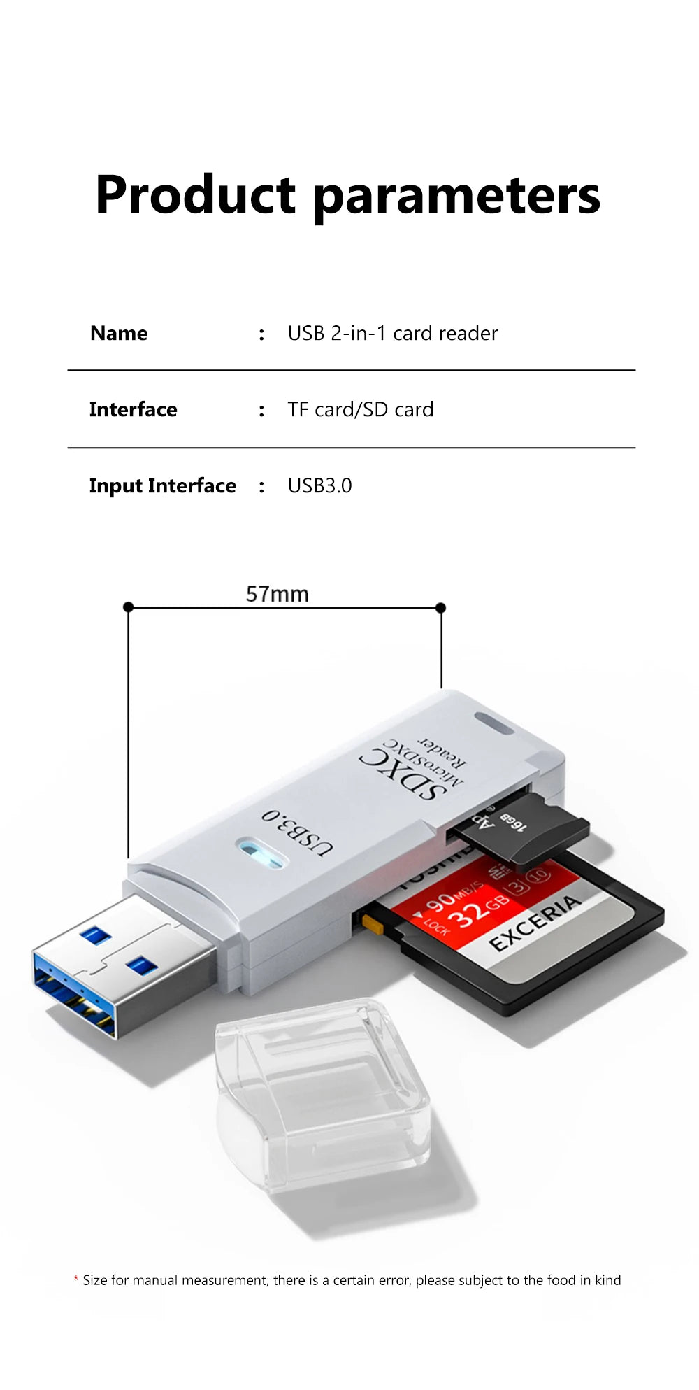 2 In 1 High Speed USB 3.0 2.0 Micro SD TF Card Reader Adapter Data Transmission up to 5Gbps Compatibility Multiple for PC Laptop