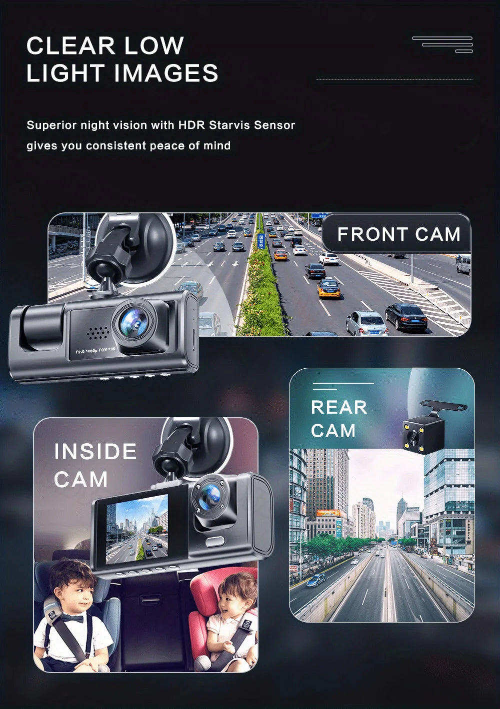 1080P Car Dvr WiFi APP 3/2Lens Dash Cam for Cars Camera for Vehicle Recorder Video Front and Rear Camera  Night Vision Dashcam