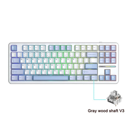AULA F87 Pro Mechanical Keyboard 2.4g/Usb/Bluetooth Tri Mode Wireless 87 Key Rgb Pbt Gasket 5 Layer Silencing Full Key No Impact
