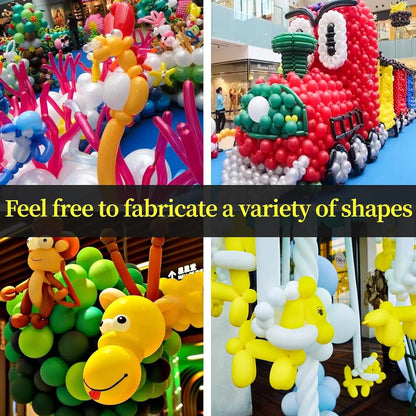 100pcs Thickening Long Balloons for Tying Arch Twisting Latex Modeling Skinny Birthday Balloon for Kids Party Wedding Decoartion