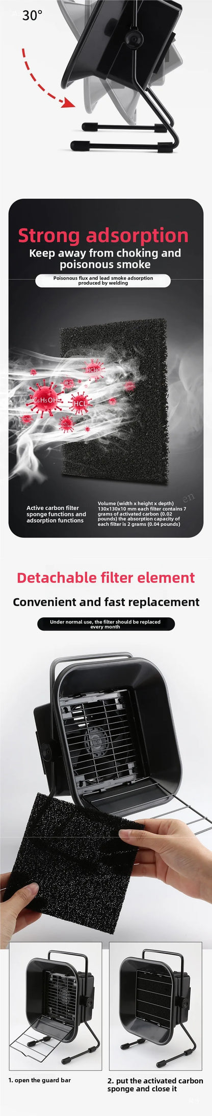 30W 60W Adjustable Speed Solder Smoke Absorber ESD Fume Extractor Fan Pipe Duct Exhuast Fan with 2M Pipe Tub Ventilation Fan