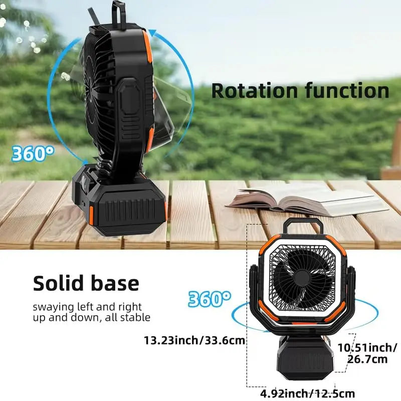 40000mAh Camping Fan Rechargeable Desktop Portable Air Circulator Wireless Ceiling Electric Fan with Power Bank LED Lighting